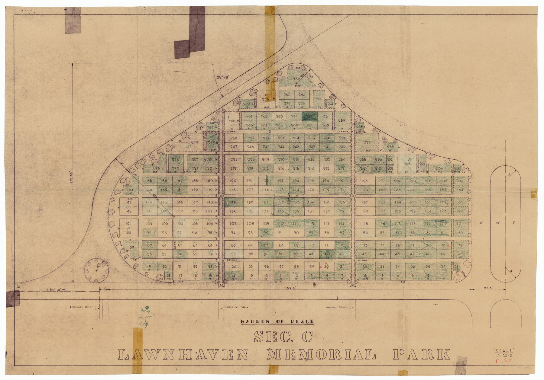 92119, Garden of Peace, Section C, Lawnhaven Memorial Park, Twichell Survey Records