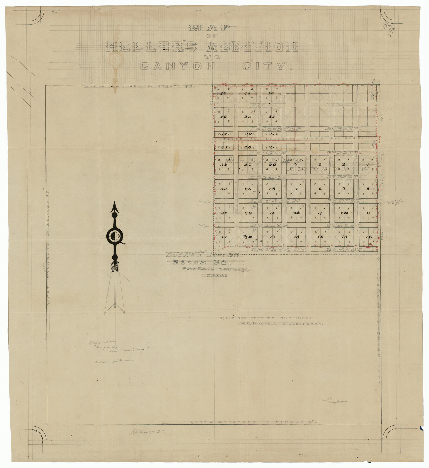 92121, [Adams Beaty & Moulton Block 2] / Map of Heller's Addition to Canyon City, Twichell Survey Records