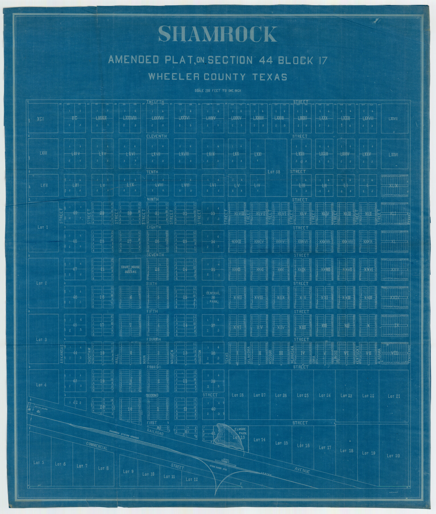 92144, Shamrock, Amended Plat on Section 44, Block 17, Wheeler County, Texas, Twichell Survey Records