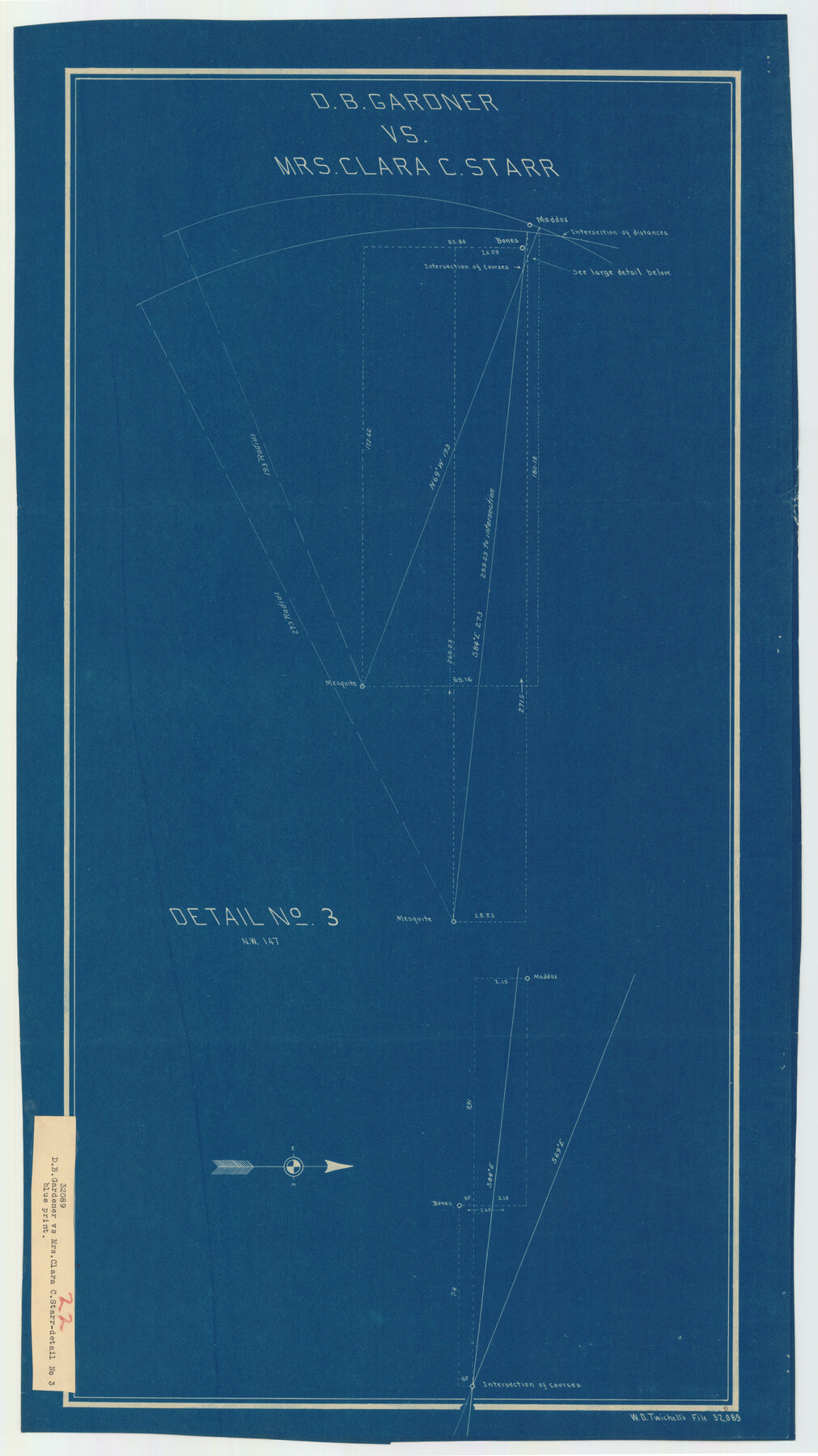 92149, D. B. Gardner vs. Mrs. Clara C. Starr, Twichell Survey Records