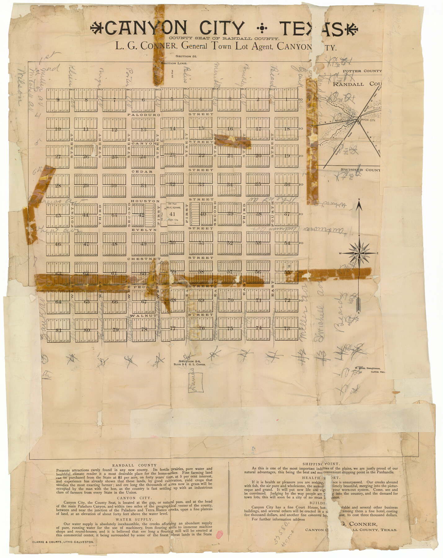 92152, Canyon City,Texas, County Seat of Randall County, Twichell Survey Records