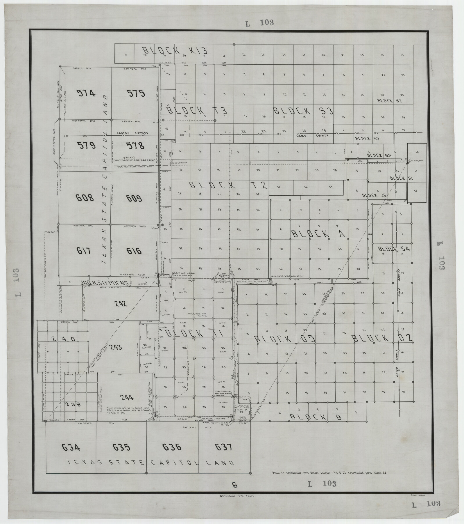 92196, [Blocks T1, T2, T3, S3, A, 05, 02 and vicinity], Twichell Survey Records