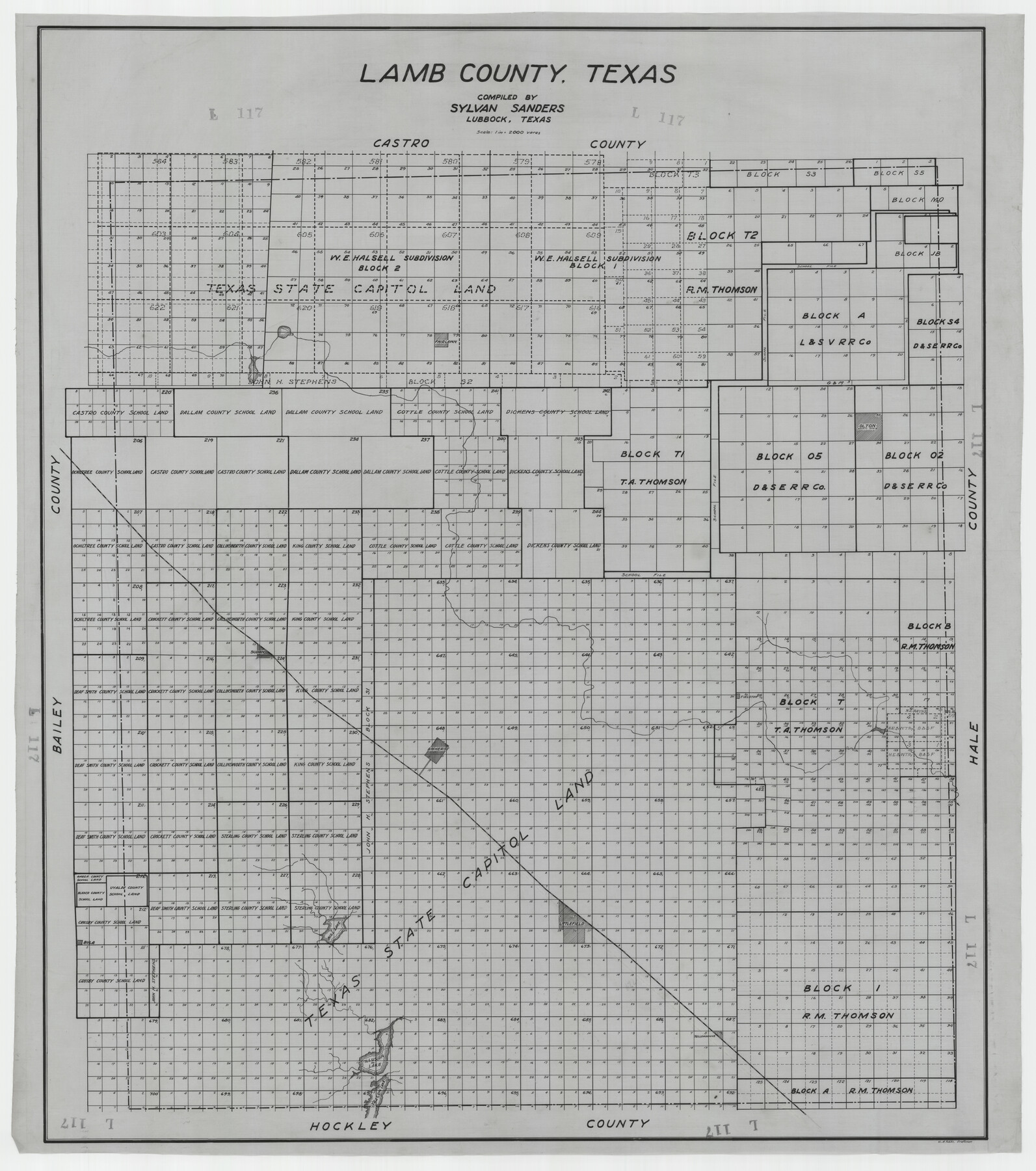 92200, Lamb County, Texas Compiled by Sylvan Sanders Lubbock, Texas, Twichell Survey Records