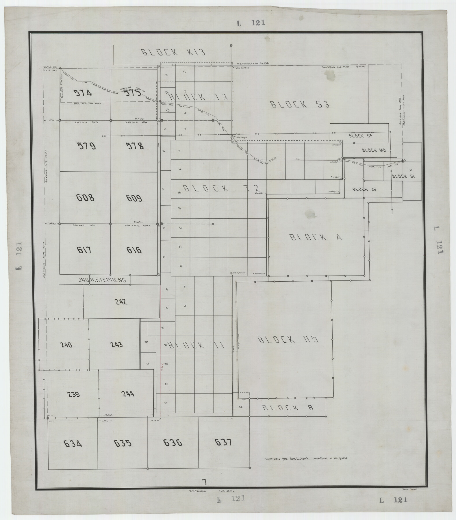 92201, [Blocks O5, A, T1, T2, T3 and vicinity], Twichell Survey Records