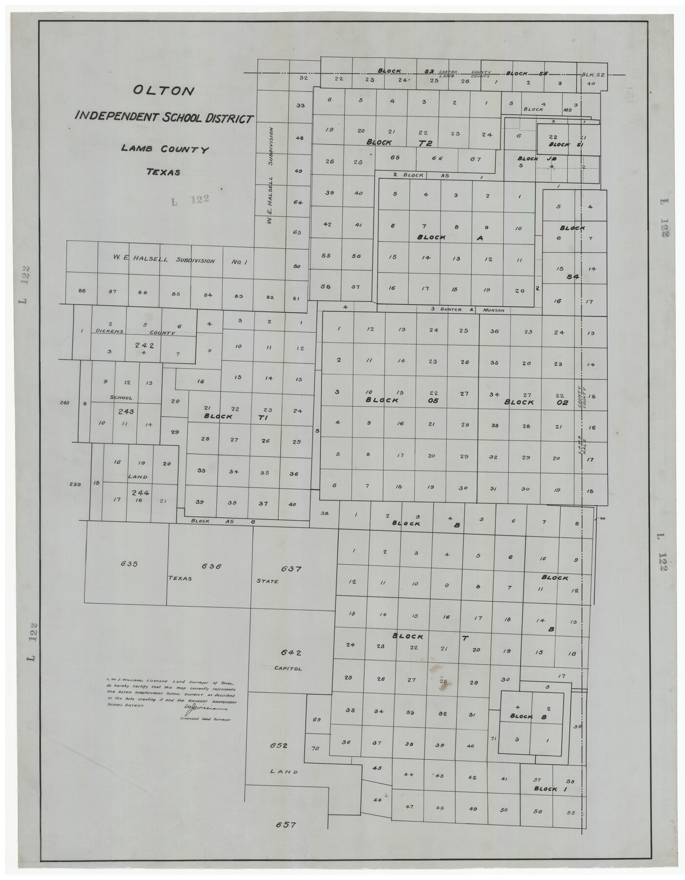 92202, Olton Independent School District Lamb County, Texas, Twichell Survey Records