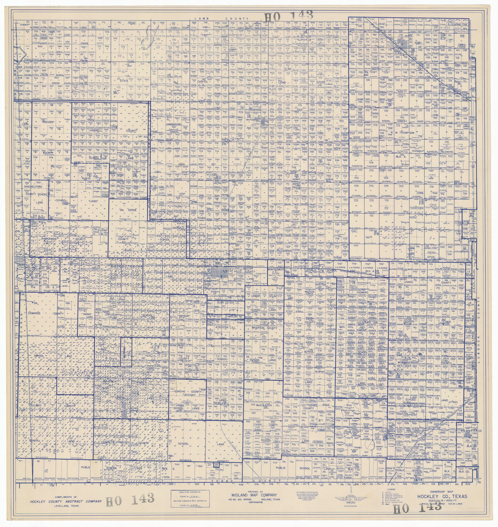 92208, Ownership Map Hockley County, Texas, Twichell Survey Records