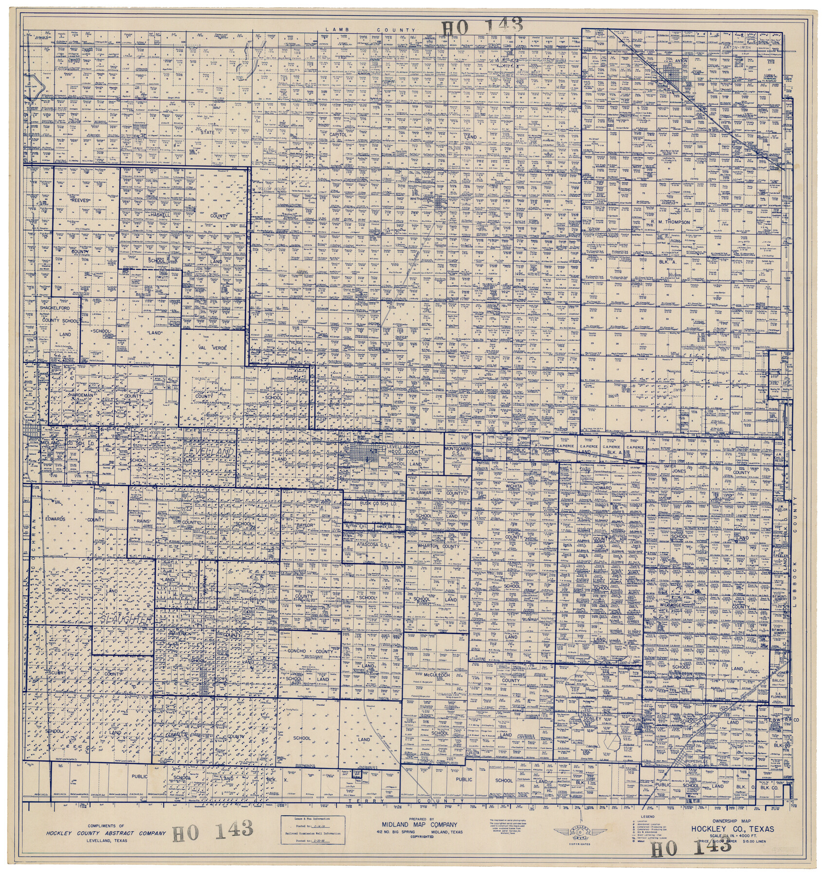 92208, Ownership Map Hockley County, Texas, Twichell Survey Records
