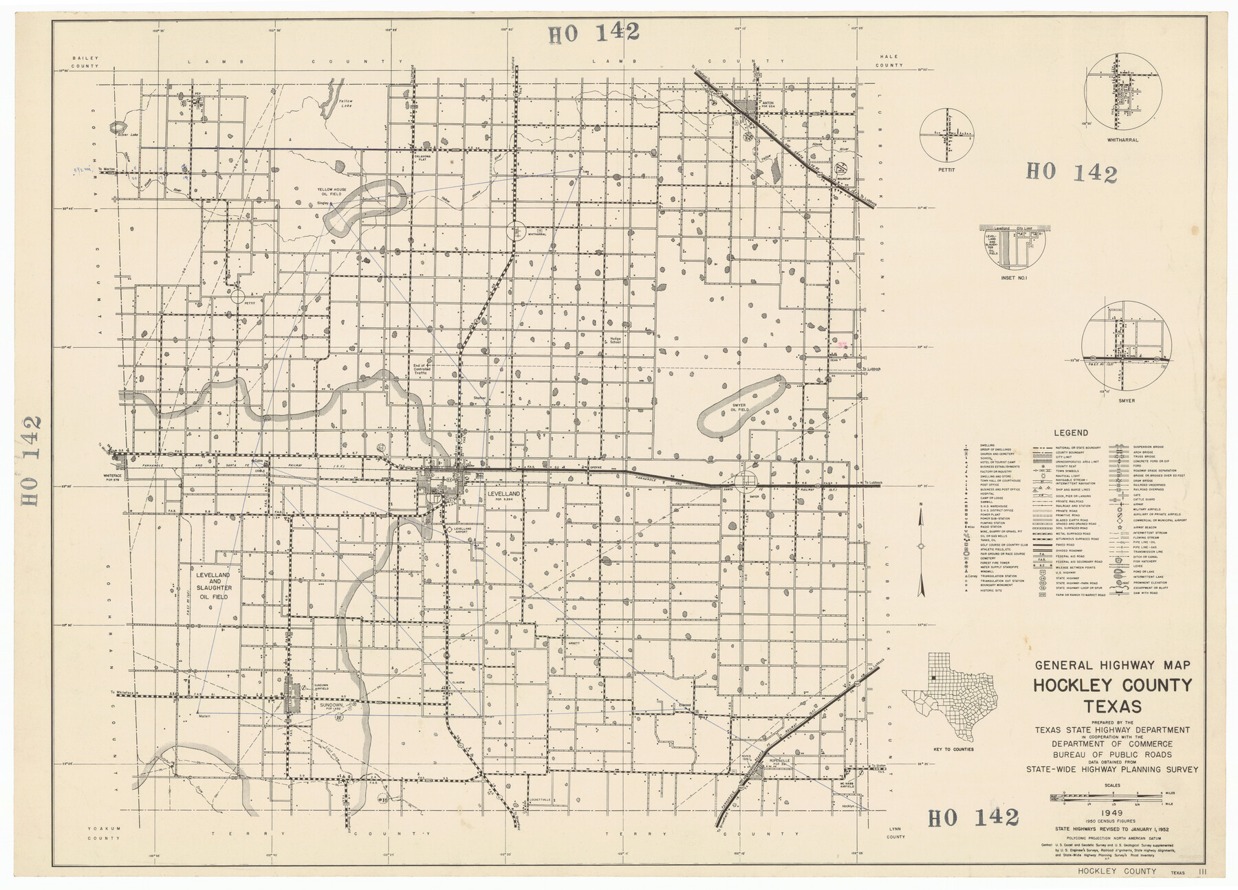 92209, General Highway Map Hockley County, Texas, Twichell Survey Records