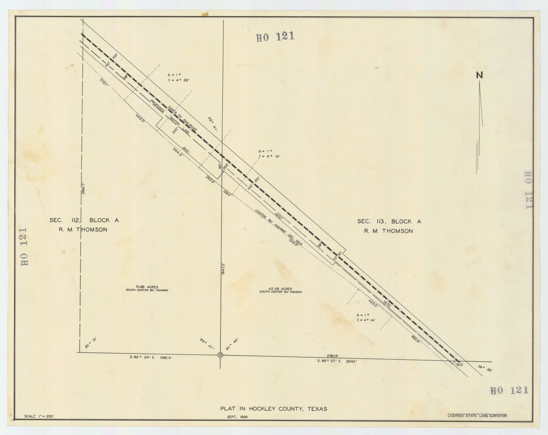 92221, Plat in Hockley County, Texas, Twichell Survey Records