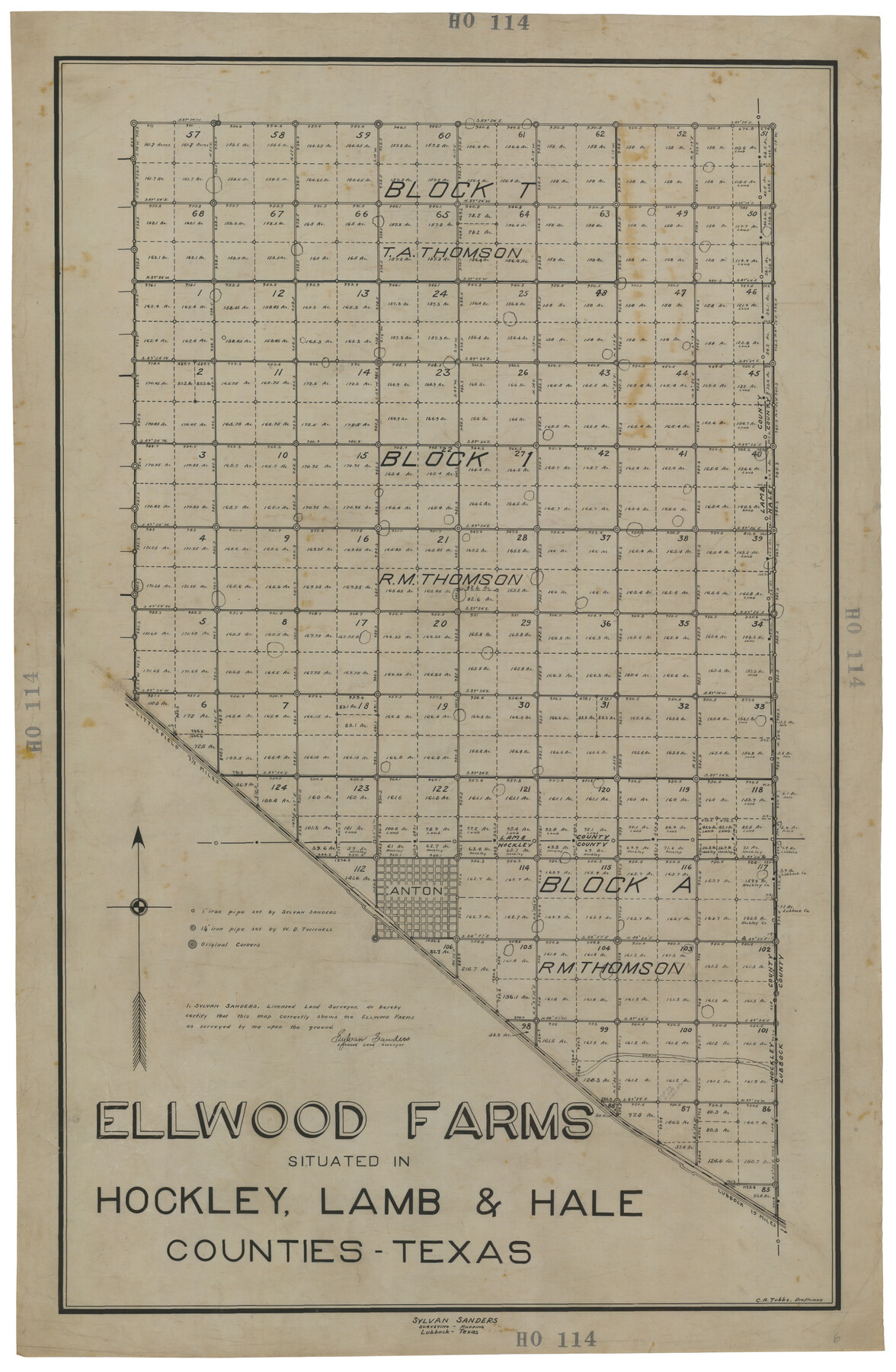 92227, Ellwood Farms Situated in Hockley, Lamb, and Hale Counties, Texas, Twichell Survey Records