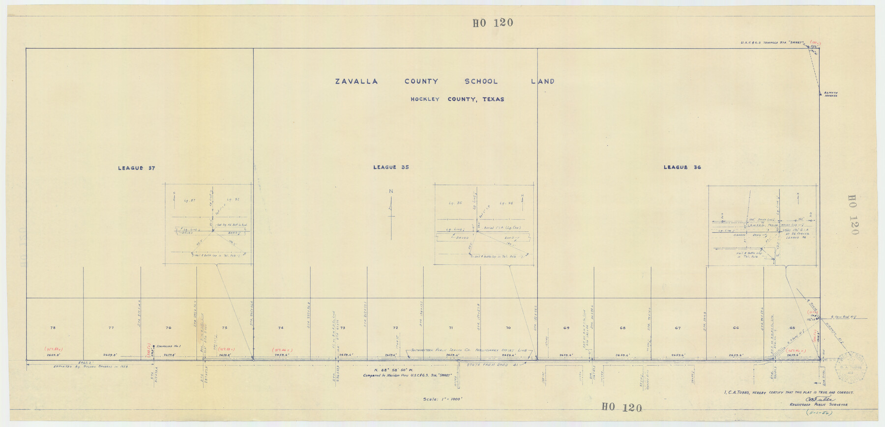 92254, Zavalla County School Land Hockley County, Texas, Twichell Survey Records