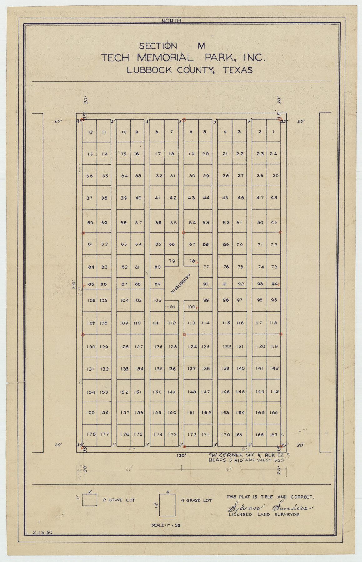 92271, Section M, Tech Memorial Park, Inc., Twichell Survey Records