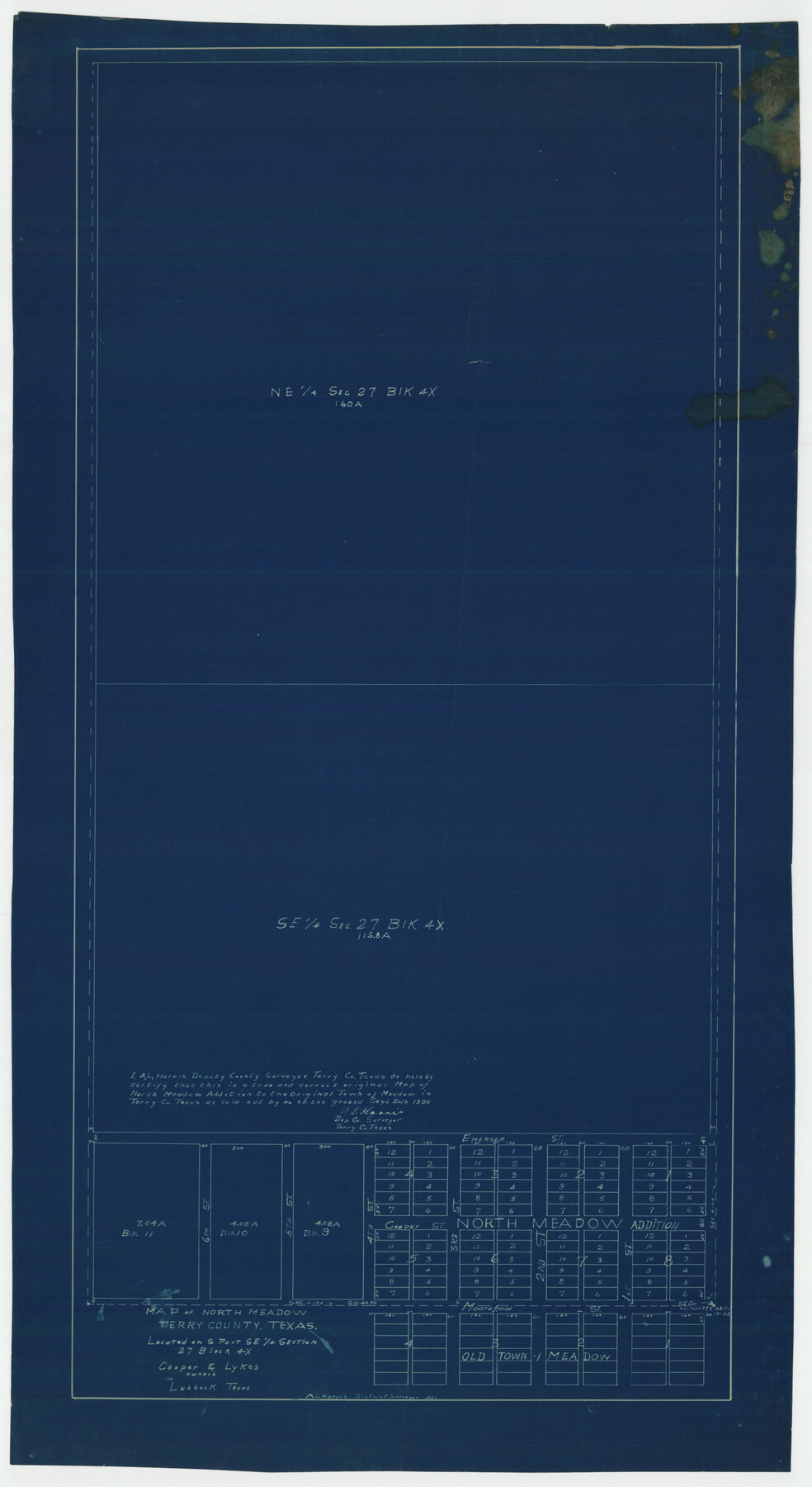 92284, Map of North Meadow Located on S. Part SE 1/4 Section, Twichell Survey Records