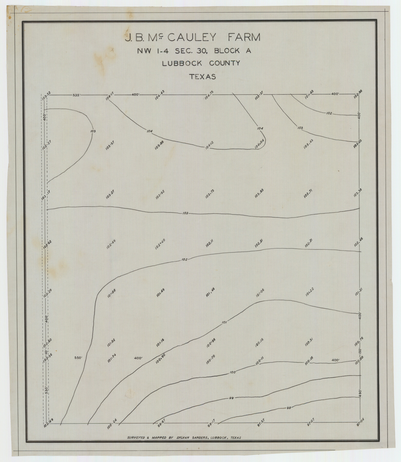 92315, J. B. McCauley Farm NW Quarter Section 30, Block A, Twichell Survey Records