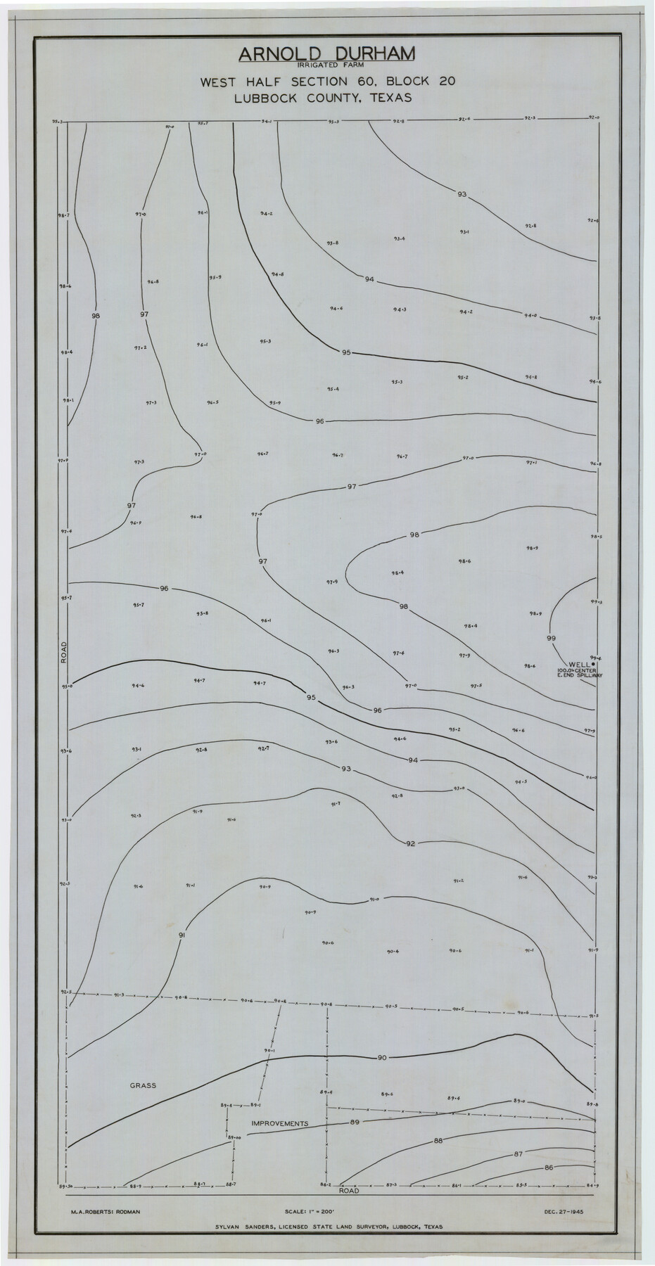 92316, Arnold Durham Irrigated Farm West Half Section 60, Block 20, Twichell Survey Records