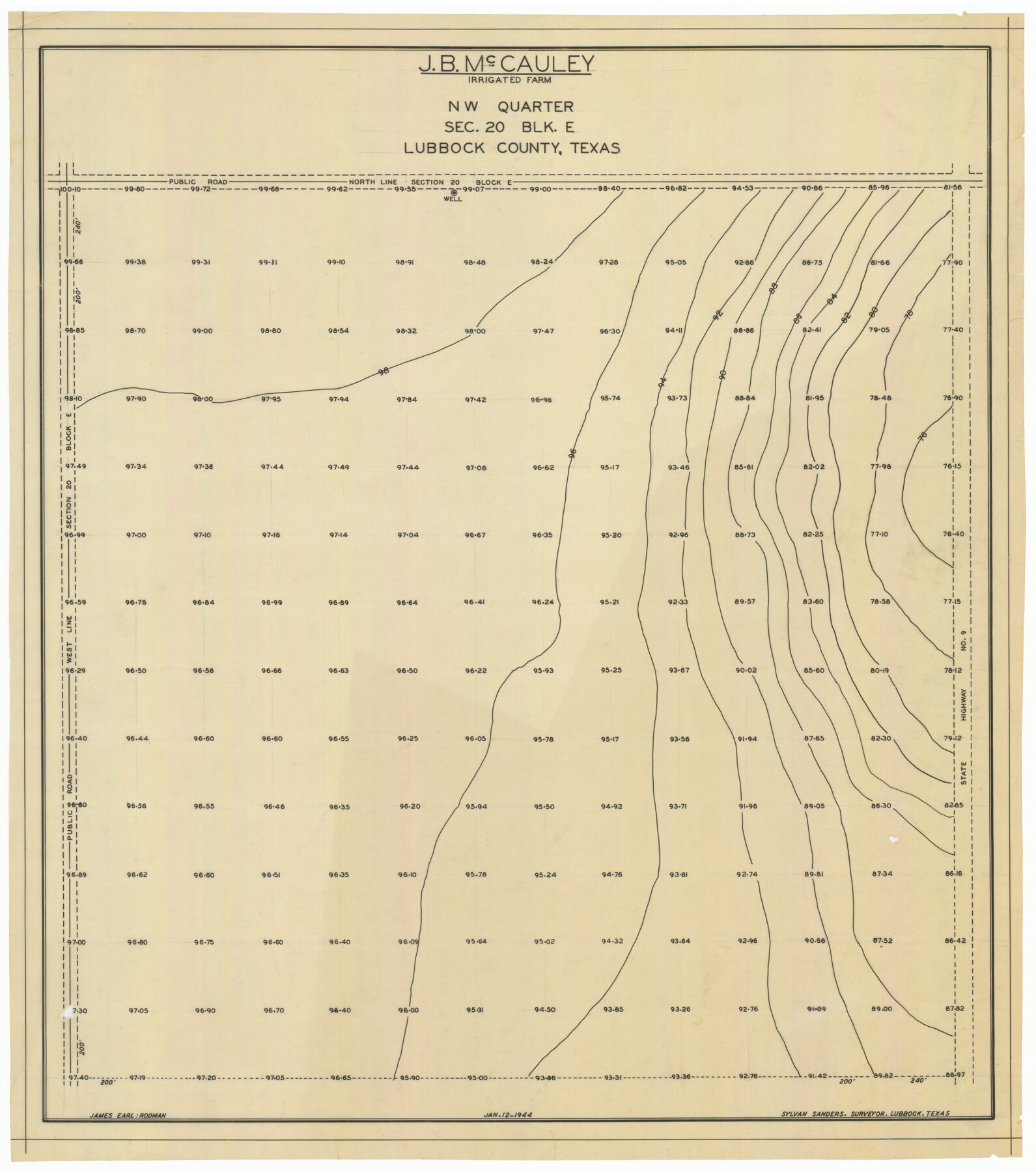 92334, J. B. McCauley Irrigated Farm NW Quarter Section 20, Block E, Twichell Survey Records