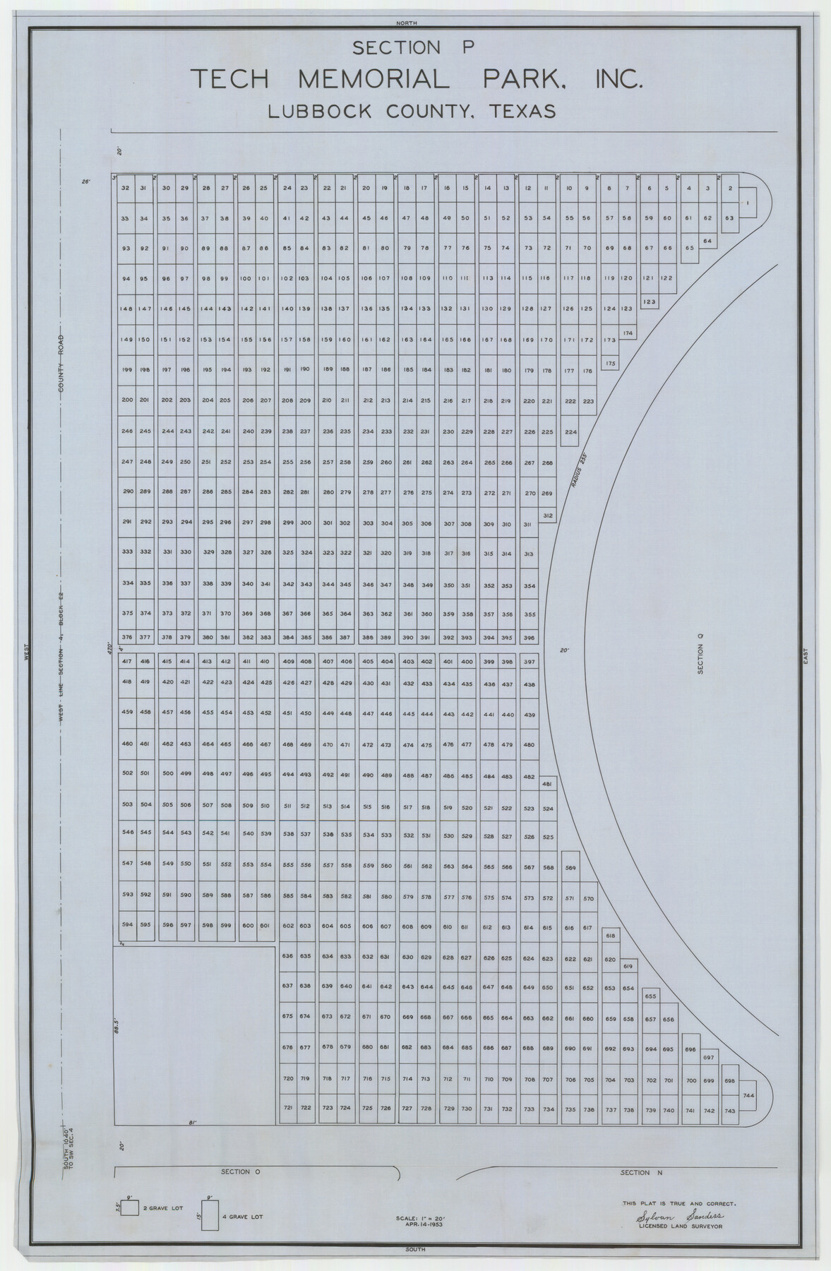 92353, Section P Tech Memorial Park, Inc., Twichell Survey Records