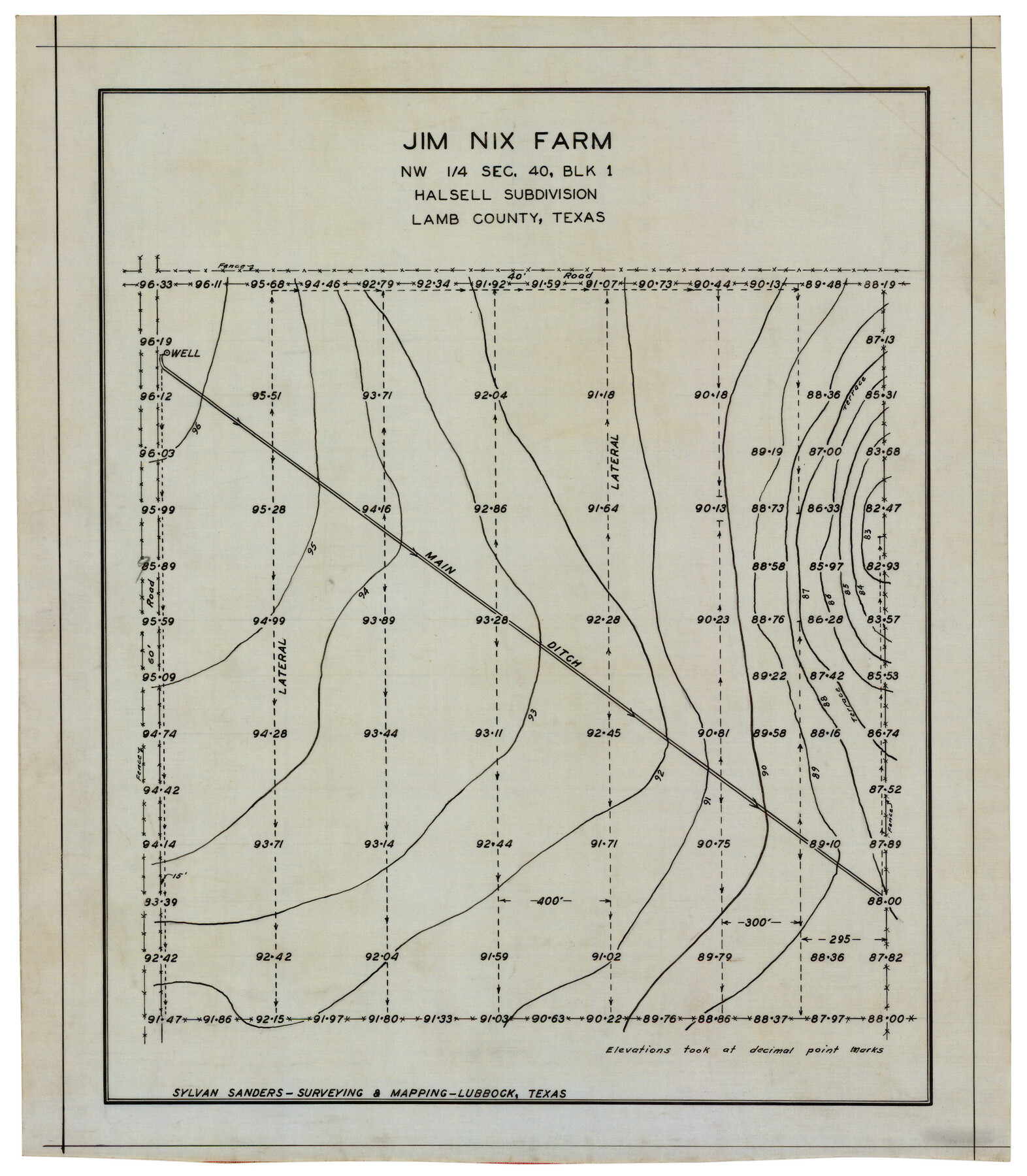 92400, Jim Nix Farm NW 1/4 Section 40, Block 1 Halsell Subdivision, Twichell Survey Records