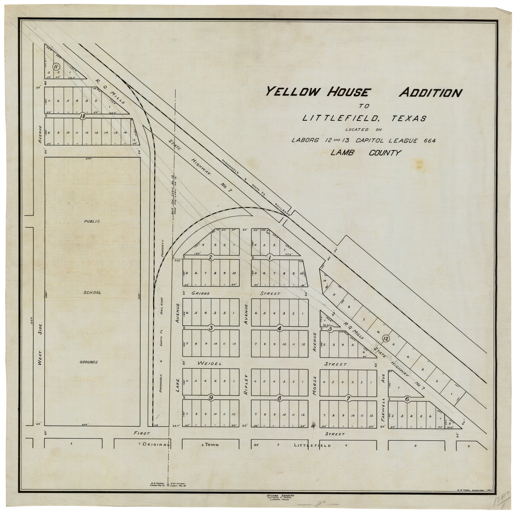 92402, Yellowhouse Addition to Littlefield, Texas Located on Labors 12 & 13 Capitol League 664, Twichell Survey Records