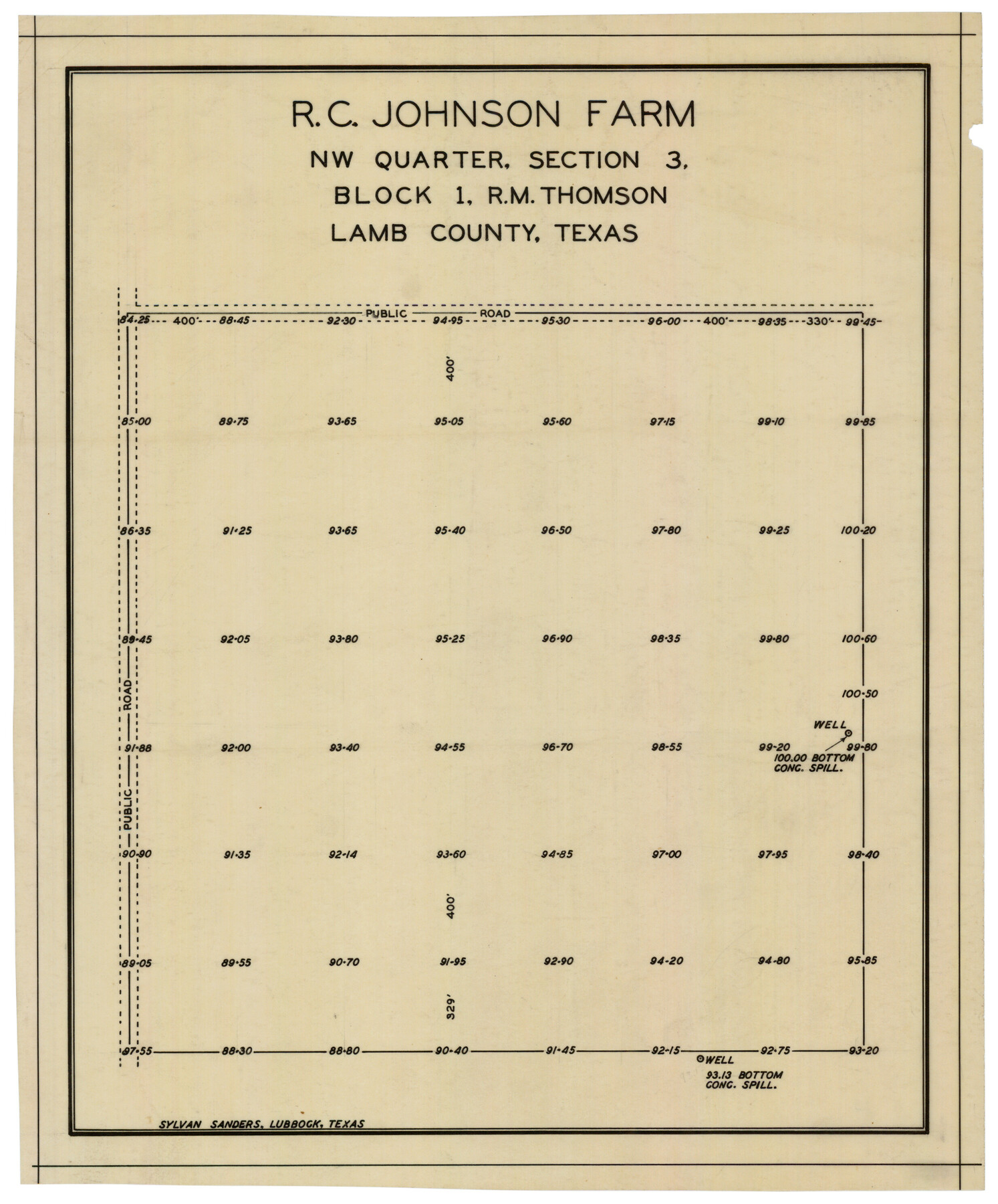 92405, R. C. Johnson Farm NW Quarter, Section 3, Twichell Survey Records