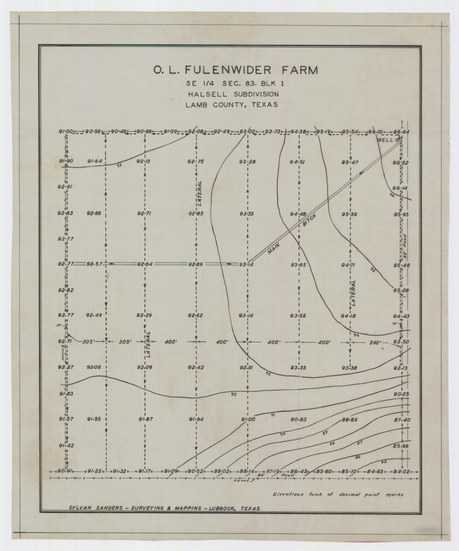 92407, O. L. Fulenwider Farm SE 1/4 Section 83, Block 1 Halsell Subdivision, Twichell Survey Records