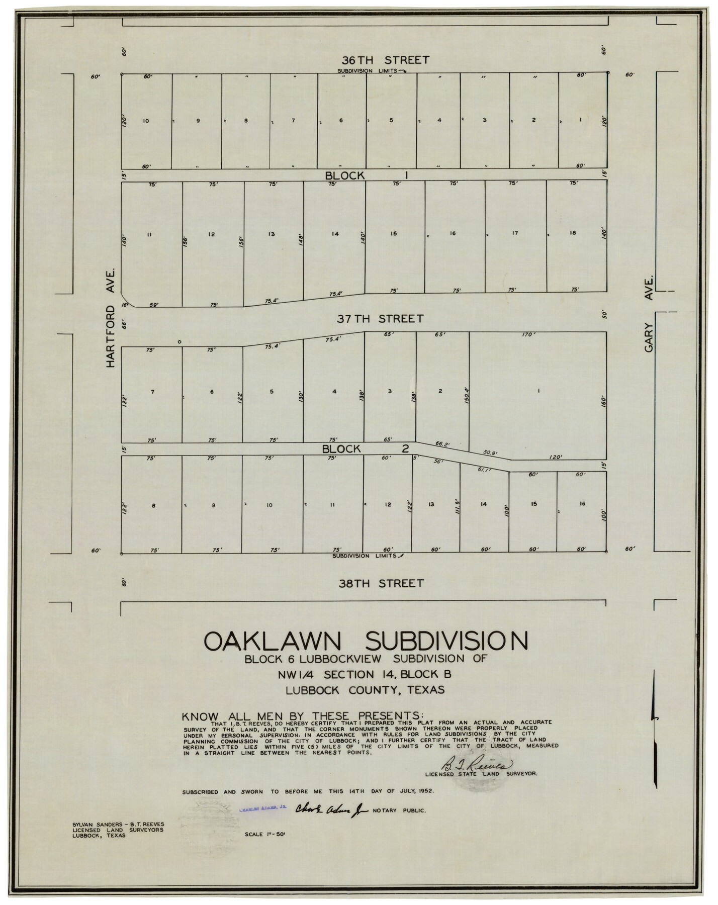 92410, Oaklawn Subdivision, Twichell Survey Records