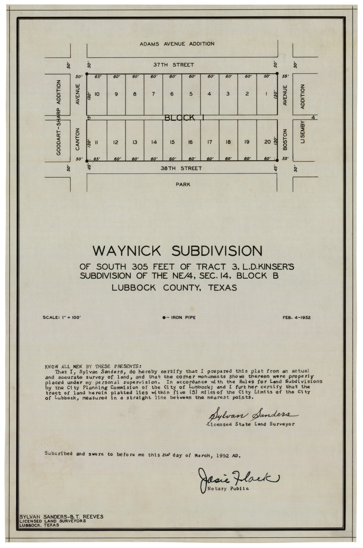 92415, Waynick Subdivision, Twichell Survey Records