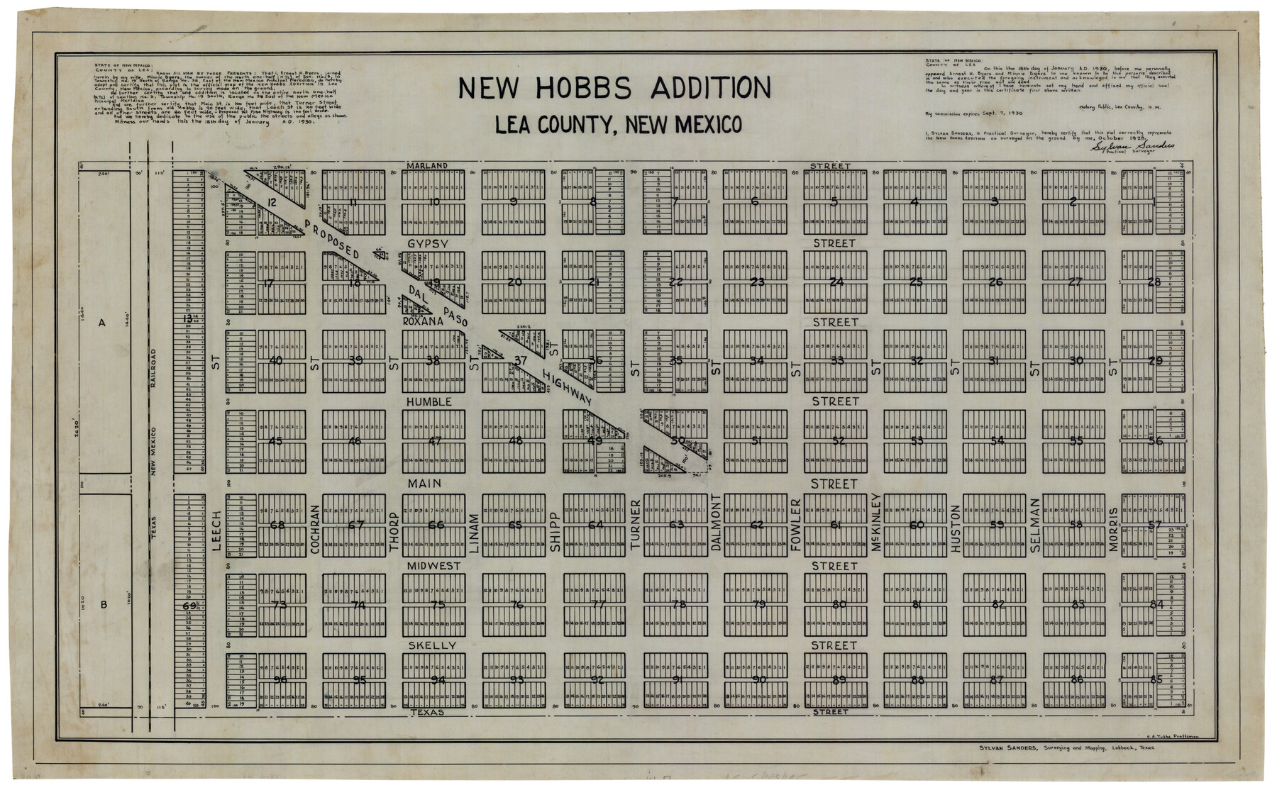 92425, New Hobbs Addition Lea County, New Mexico, Twichell Survey Records