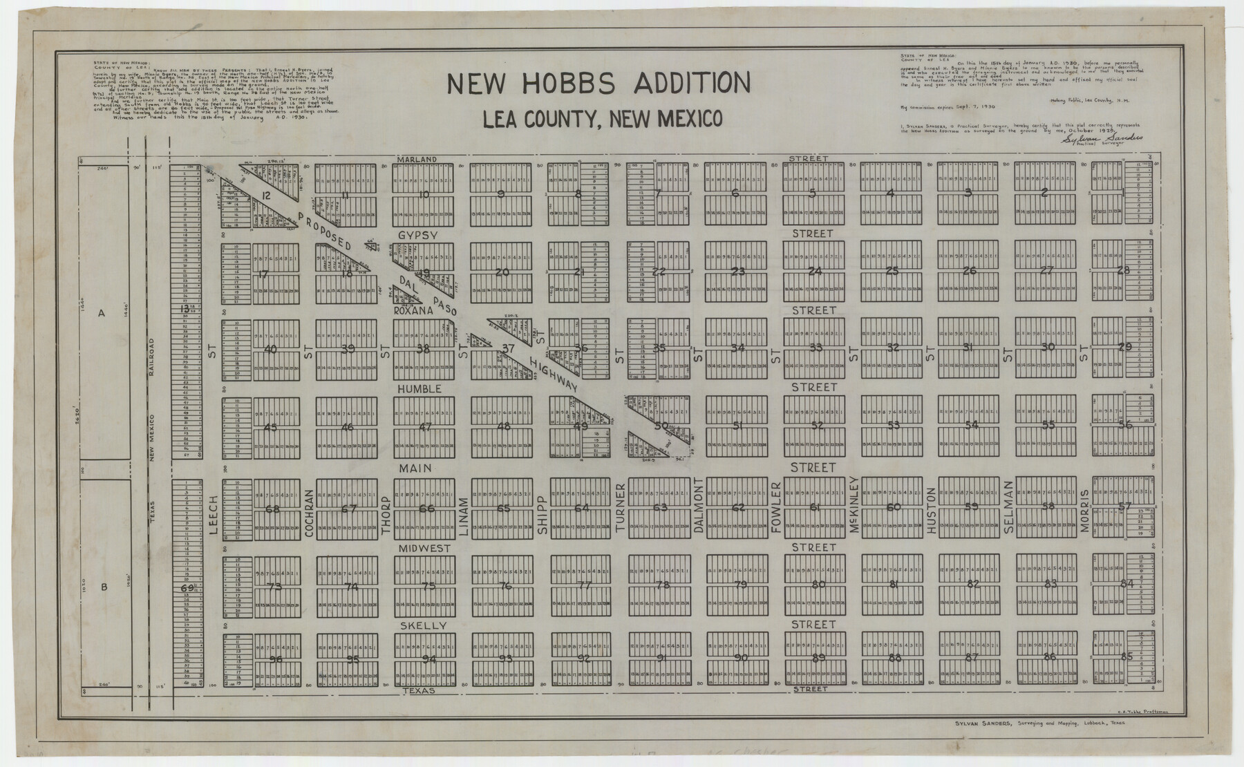 92425, New Hobbs Addition Lea County, New Mexico, Twichell Survey Records