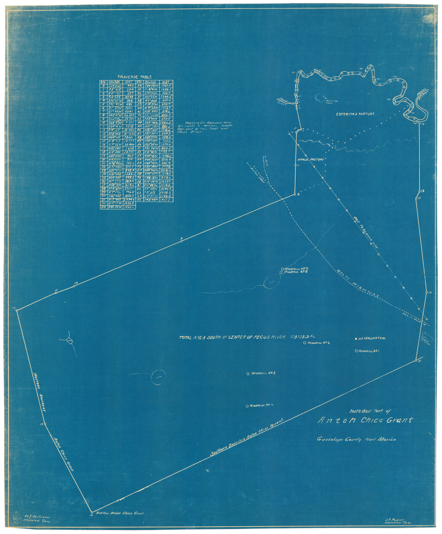 92435, Southwest Part of Anton Chico Grant Guadalupe County, New Mexico, Twichell Survey Records