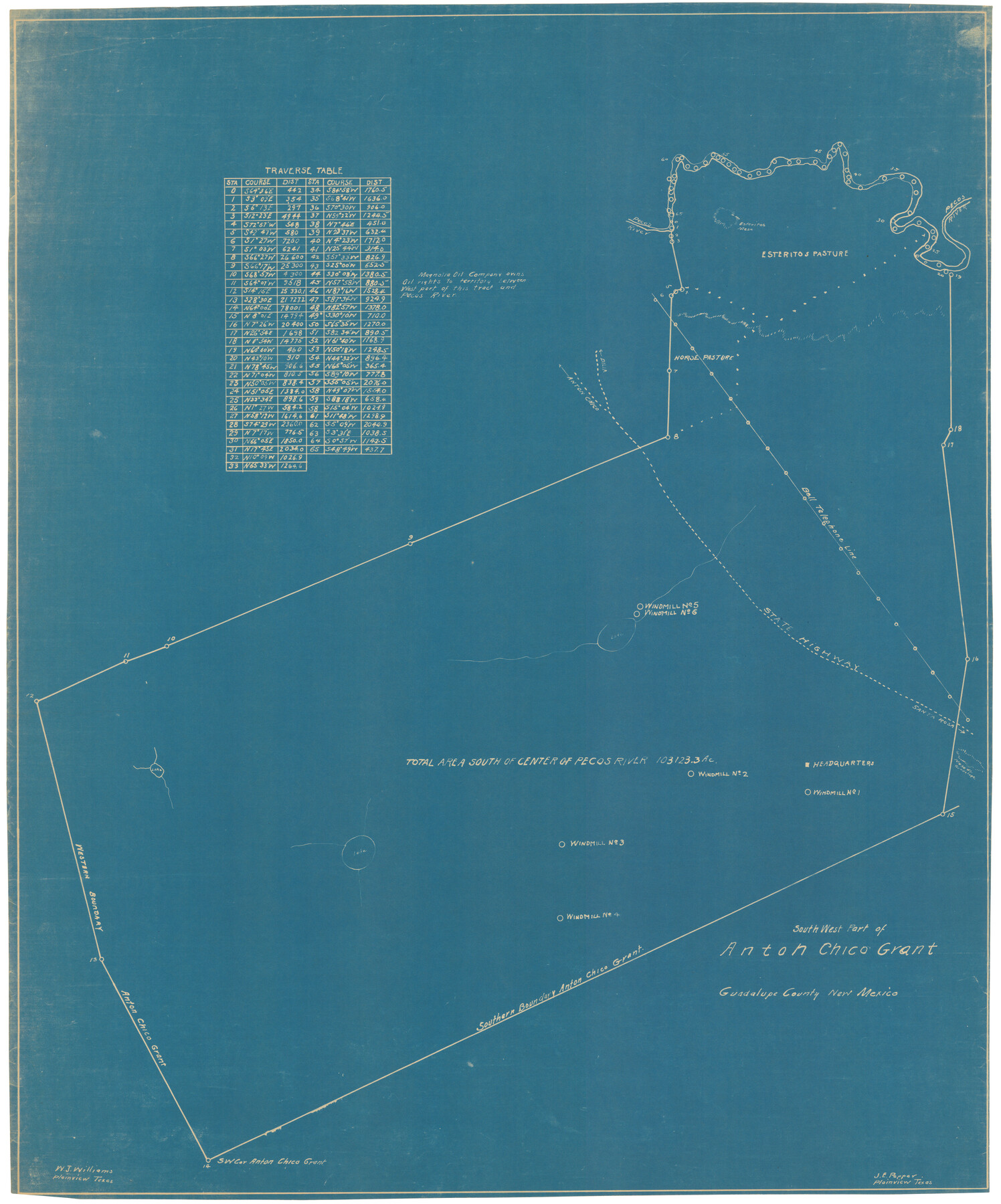 92435, Southwest Part of Anton Chico Grant Guadalupe County, New Mexico, Twichell Survey Records