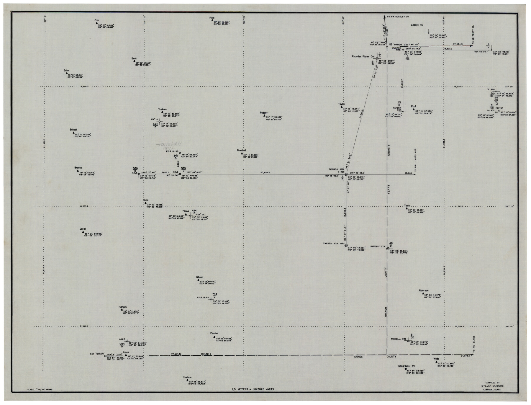 92443, [SW Corner of Yoakum County], Twichell Survey Records