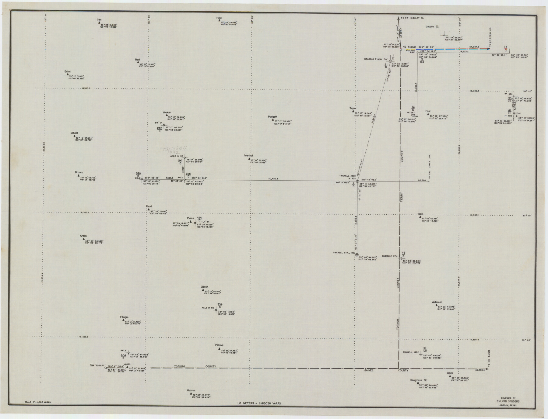 92443, [SW Corner of Yoakum County], Twichell Survey Records