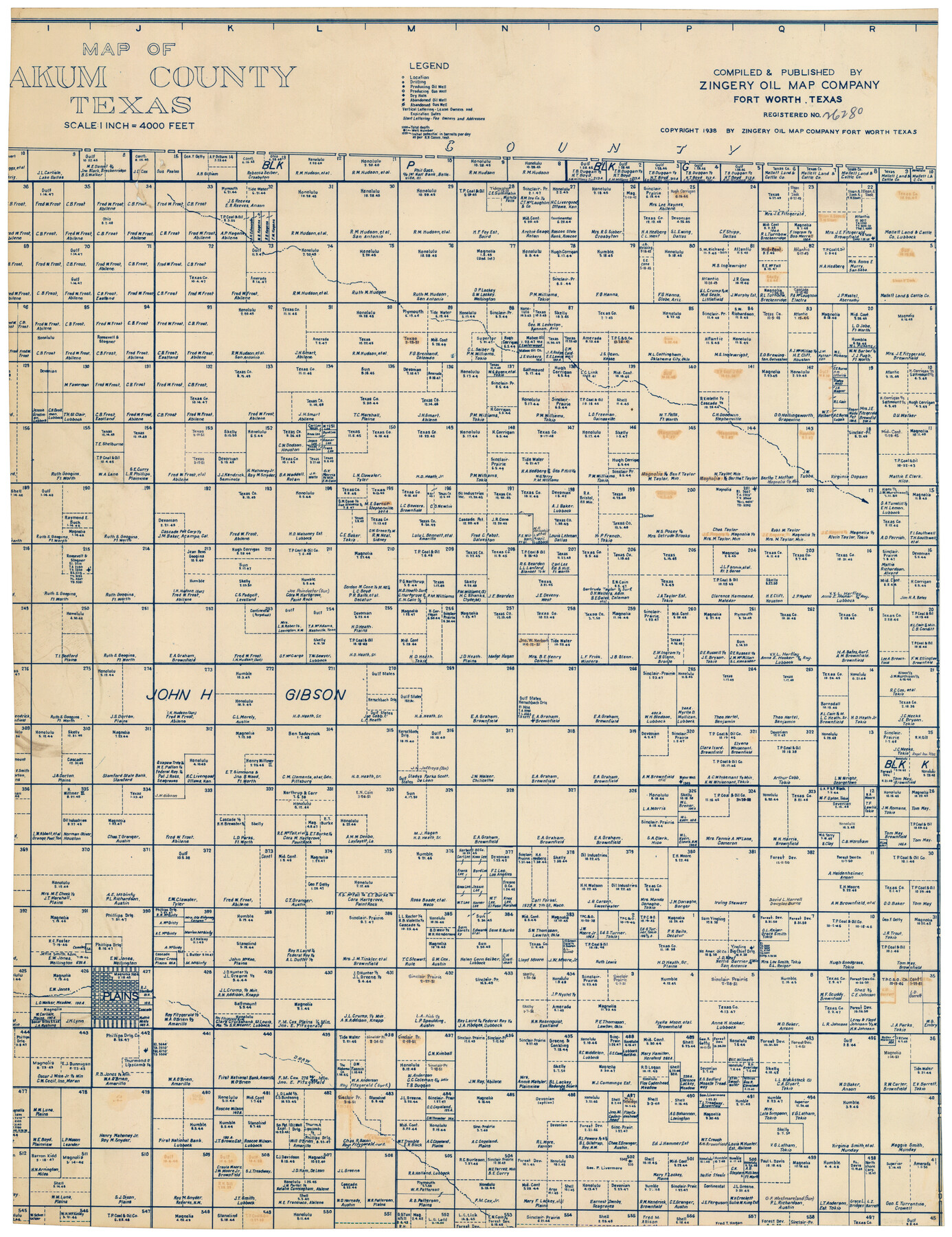 92447, Map of Yoakum County Texas, Twichell Survey Records