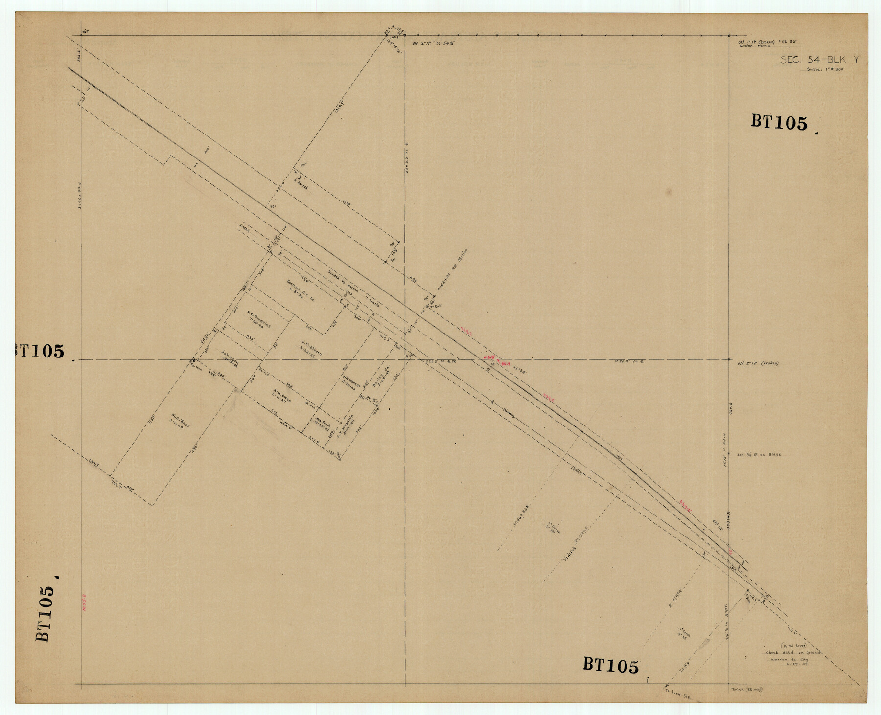 92462, Section 54 Block Y, Twichell Survey Records