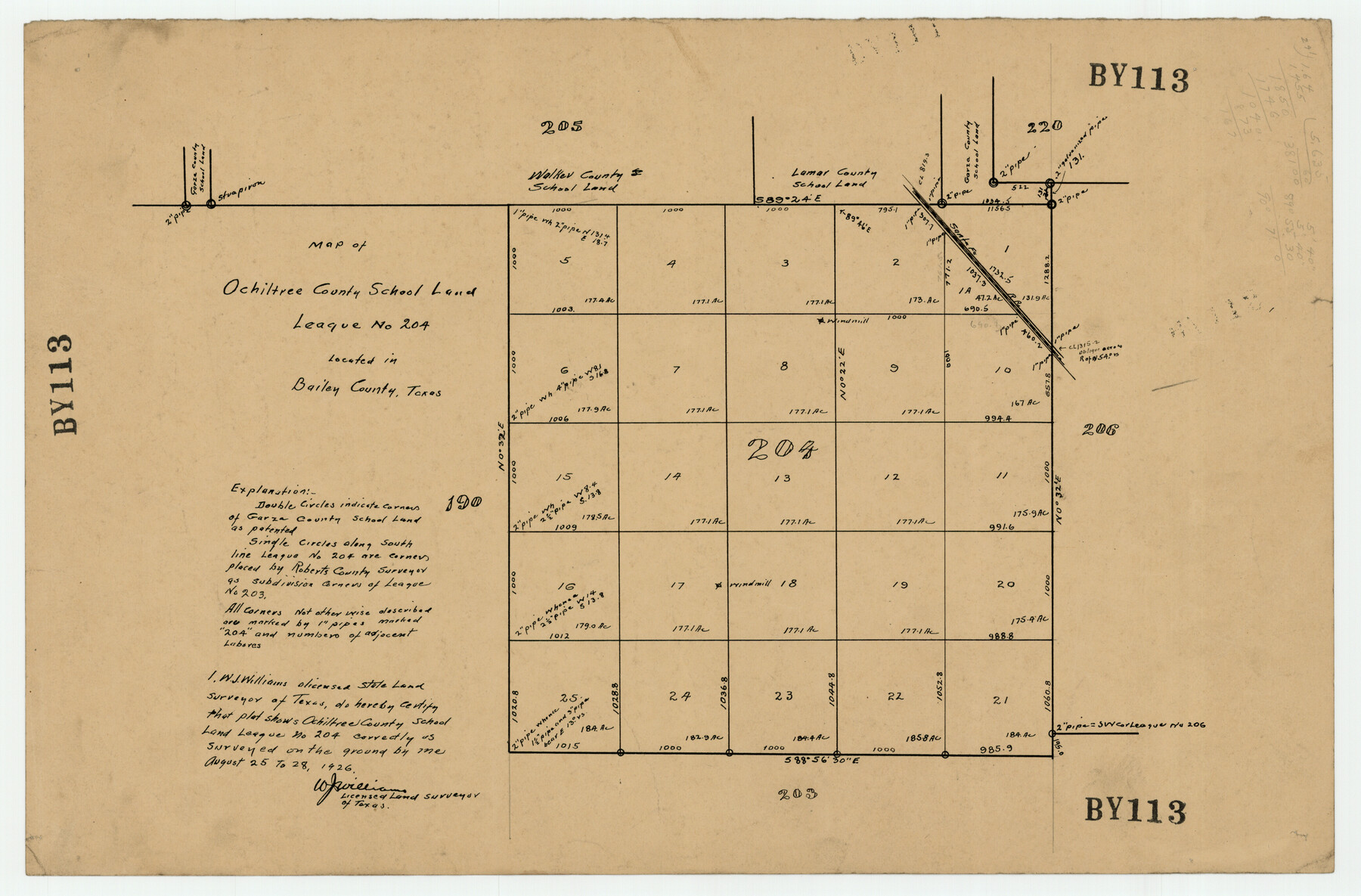 92473, Ochiltree County School Land League Number 204, Twichell Survey Records