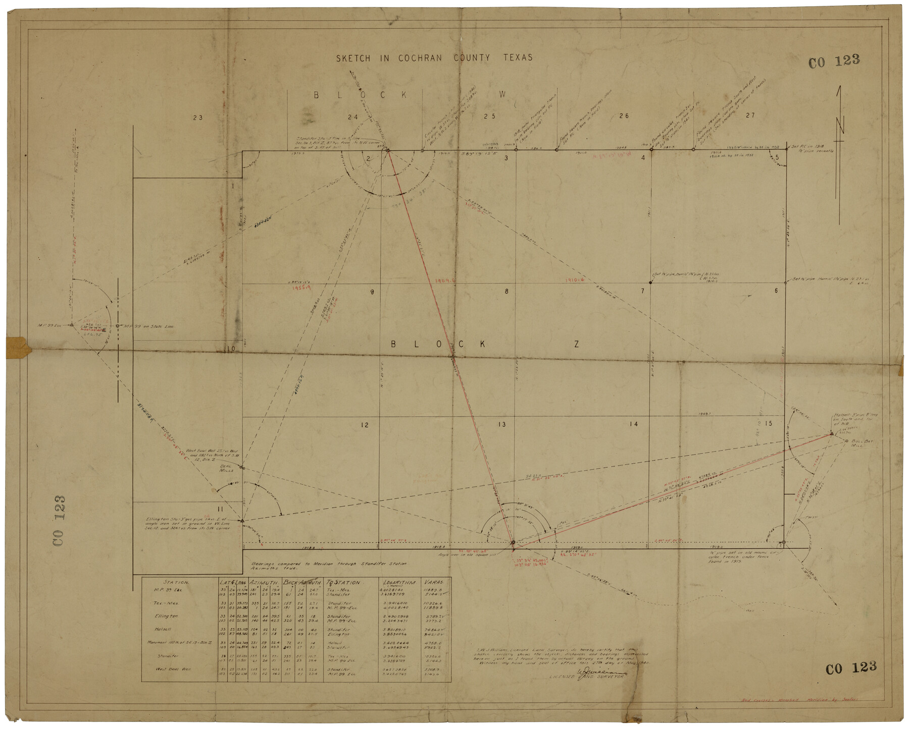 92489, Sketch in Cochran County, Texas, Twichell Survey Records