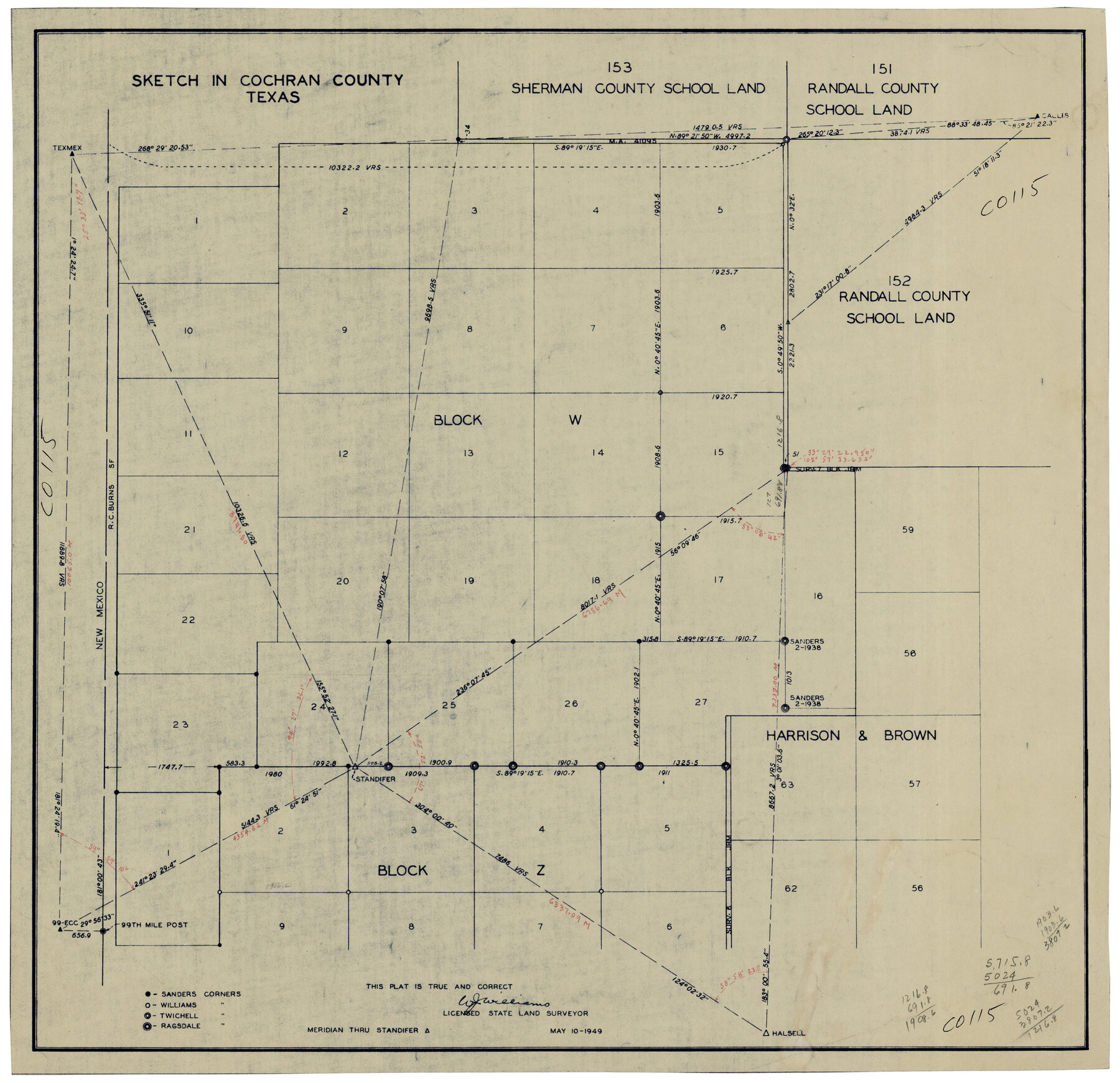 92495, Sketch in Cochran County, Texas, Twichell Survey Records