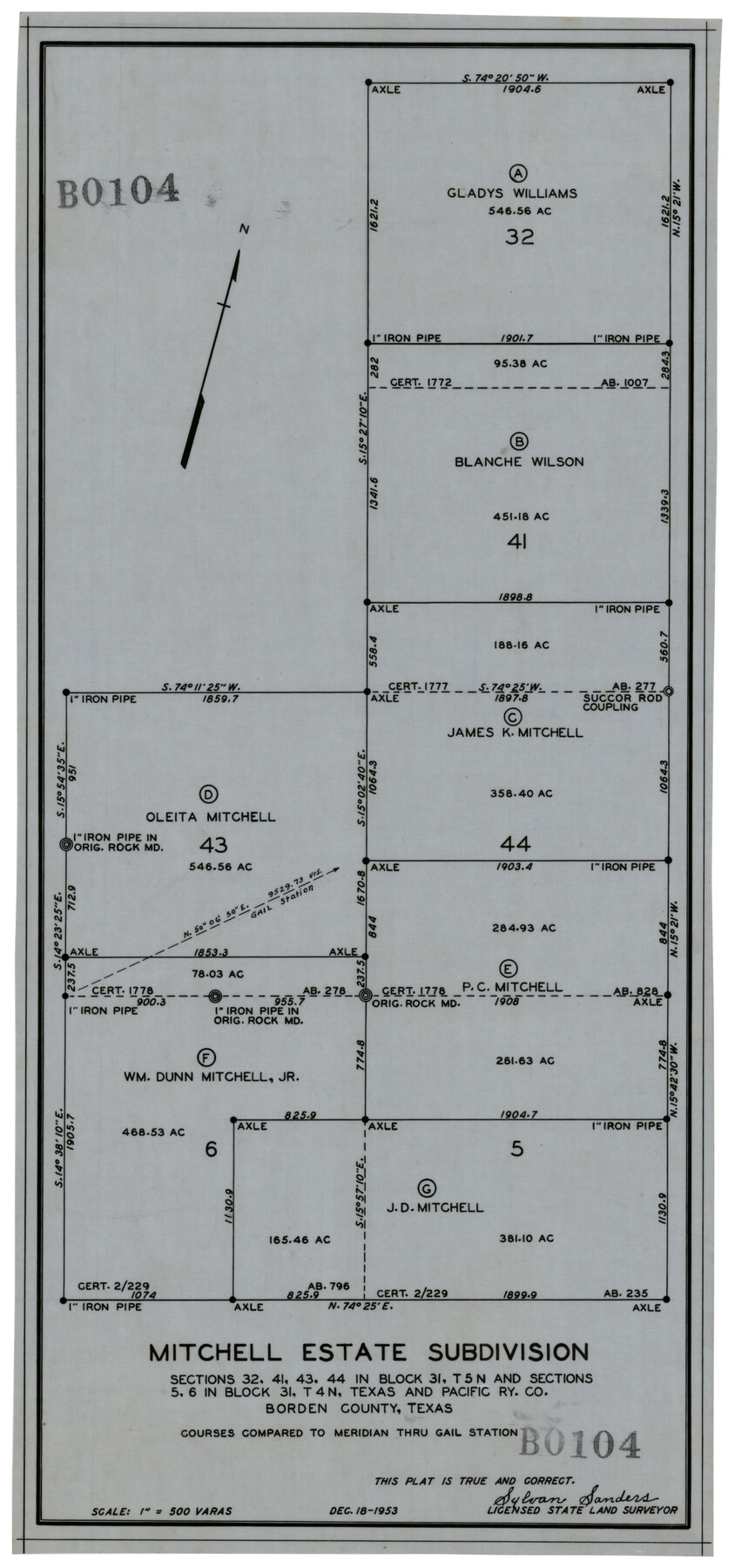 92505, Mitchell Estate Subdivision, Twichell Survey Records