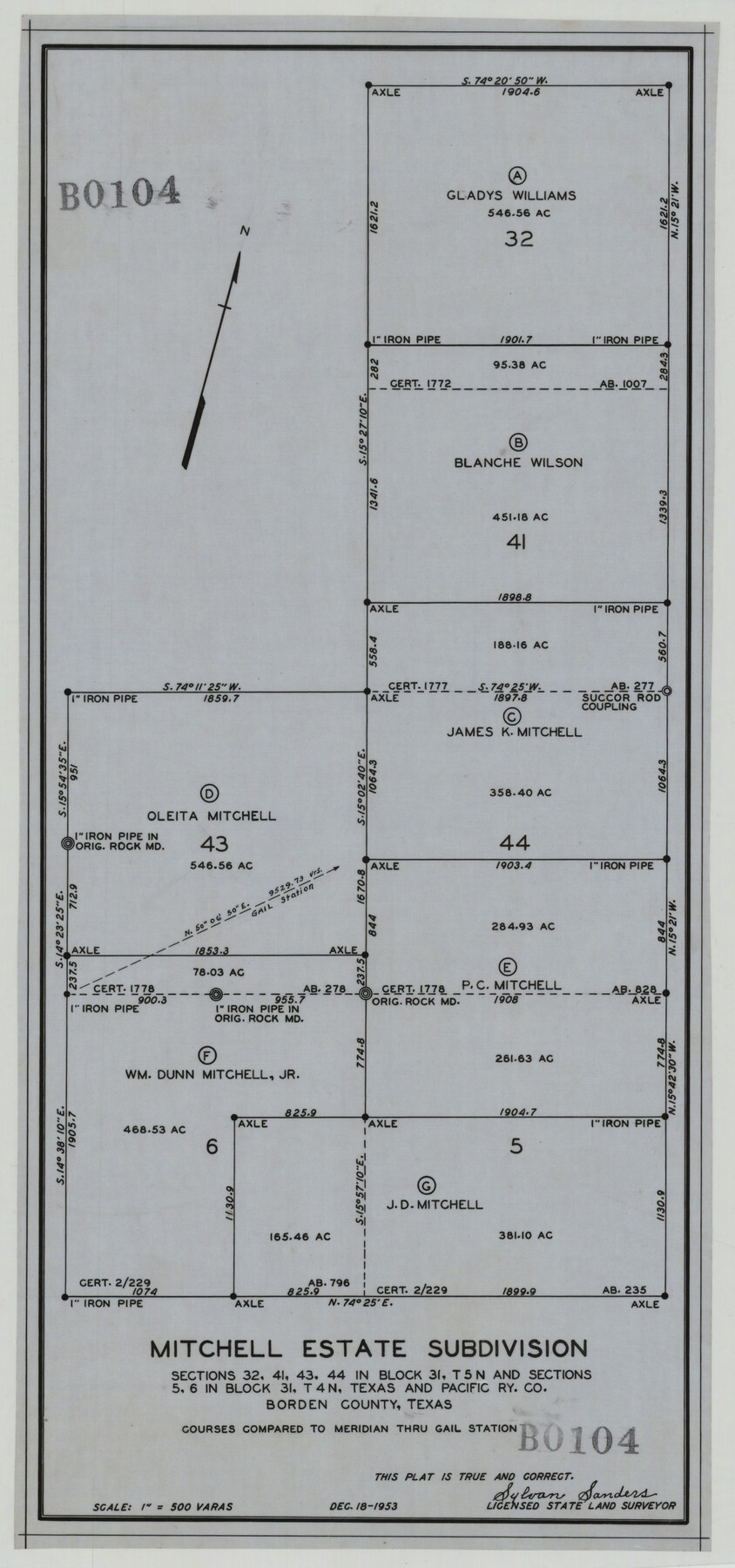 92505, Mitchell Estate Subdivision, Twichell Survey Records