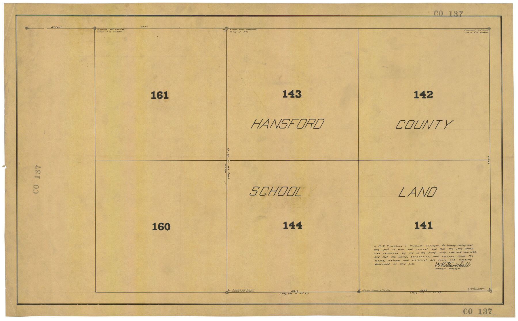 92512, Hansford County School Land, Twichell Survey Records