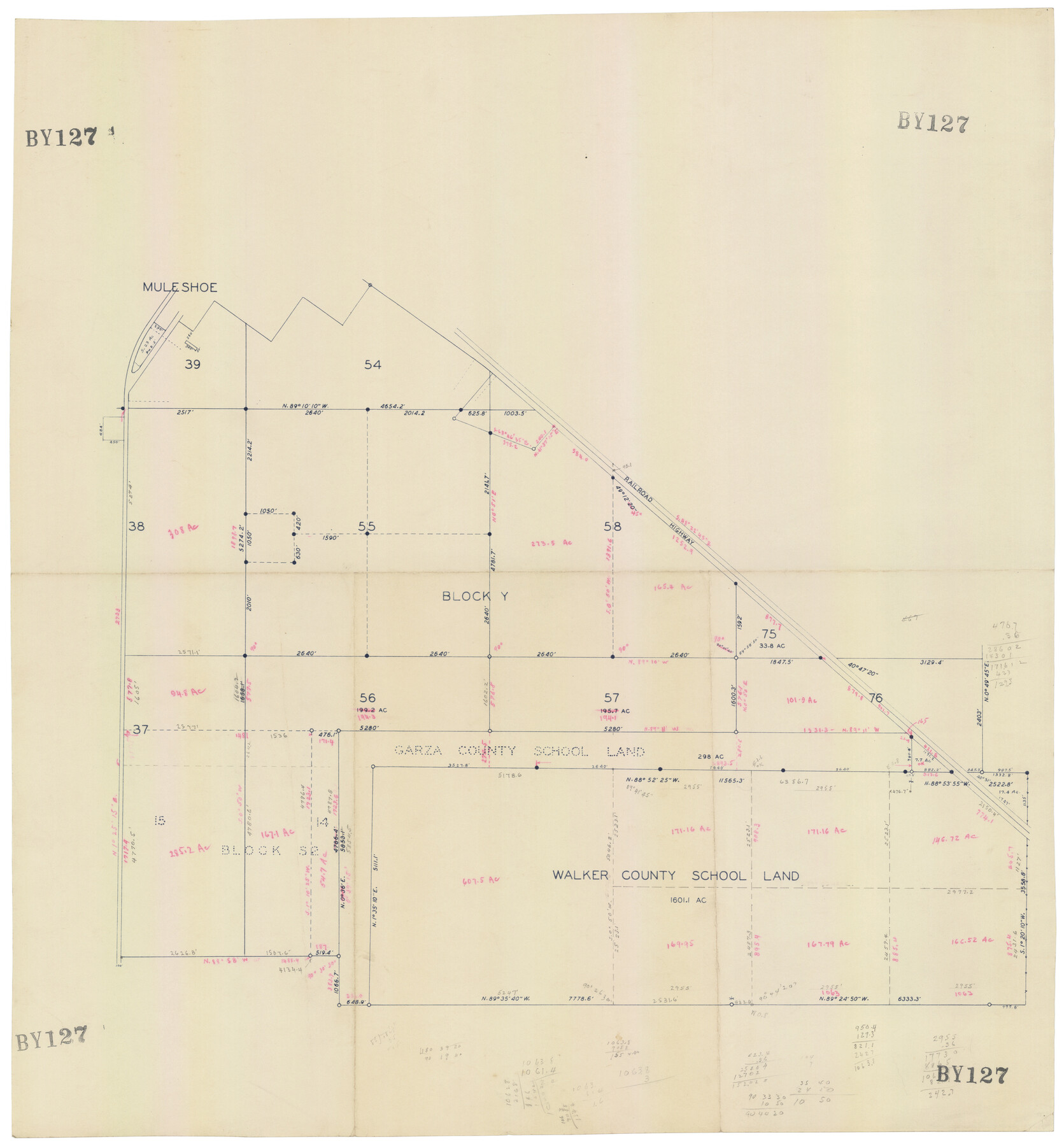 92536, [Block Y, Walker County School Land, and vicinity], Twichell Survey Records