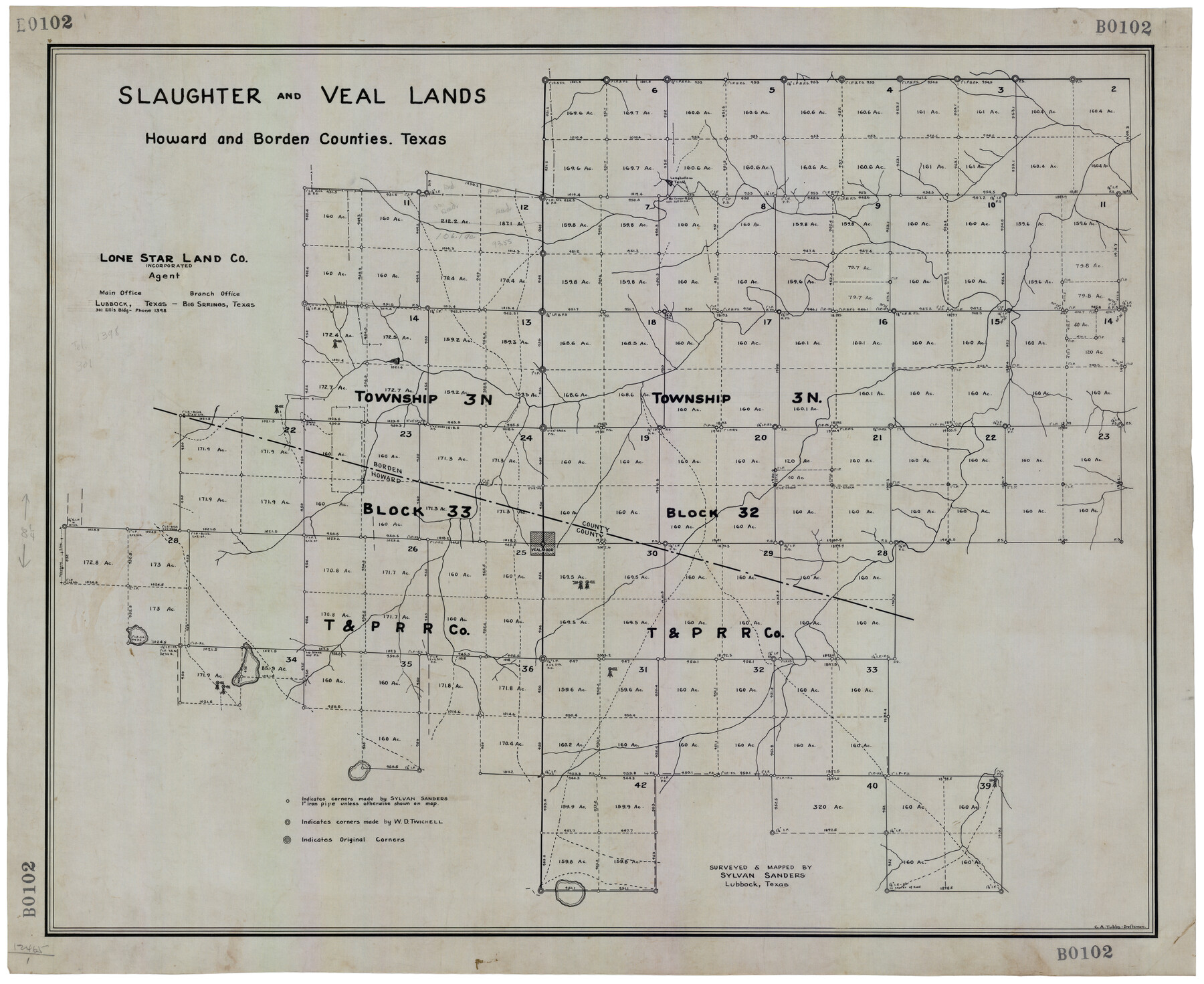 92544, Slaughter and Veal Lands, Howard and Borden Counties, Texas, Twichell Survey Records