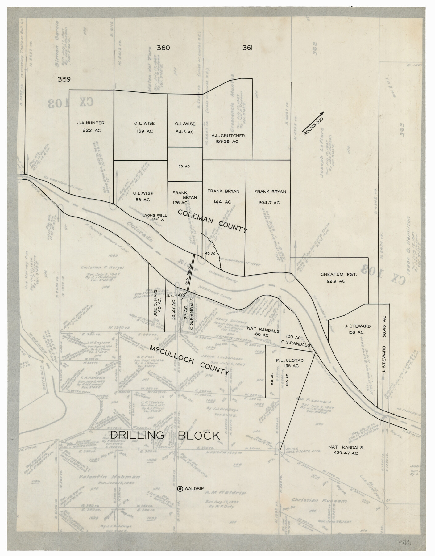 92553, [Coleman County Sections 359, 360, and 361], Twichell Survey Records