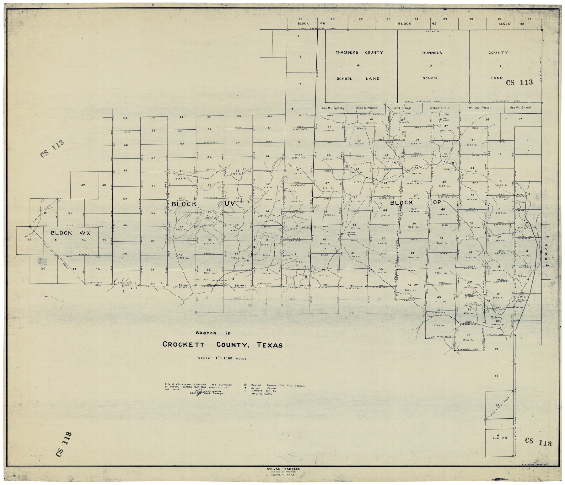 92555, Sketch in Crockett County, Texas, Twichell Survey Records