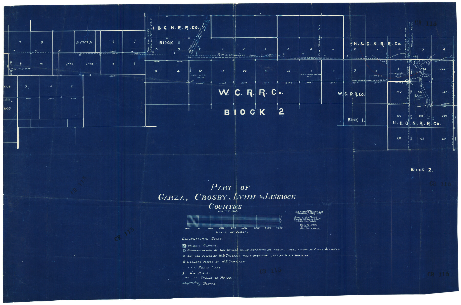 92560, Part of Garza, Crosby, Lynn, and Lubbock Counties, Twichell Survey Records