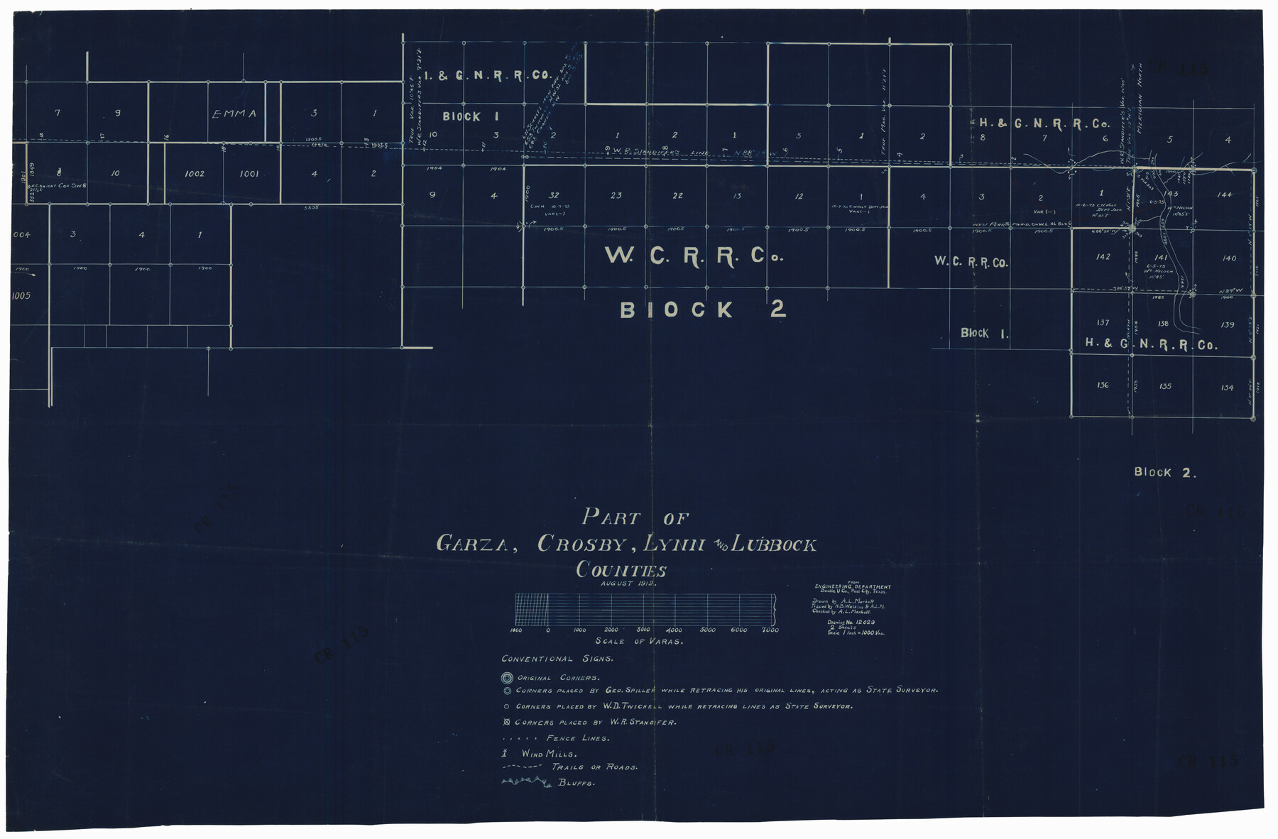 92560, Part of Garza, Crosby, Lynn, and Lubbock Counties, Twichell Survey Records