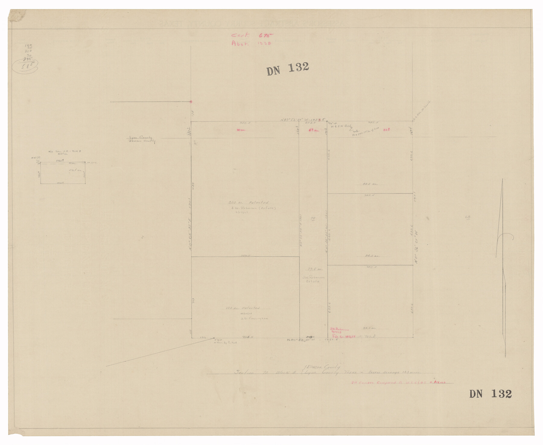 92562, [Section 70, Block 8, Dawson and Lynn Counties, Texas], Twichell Survey Records