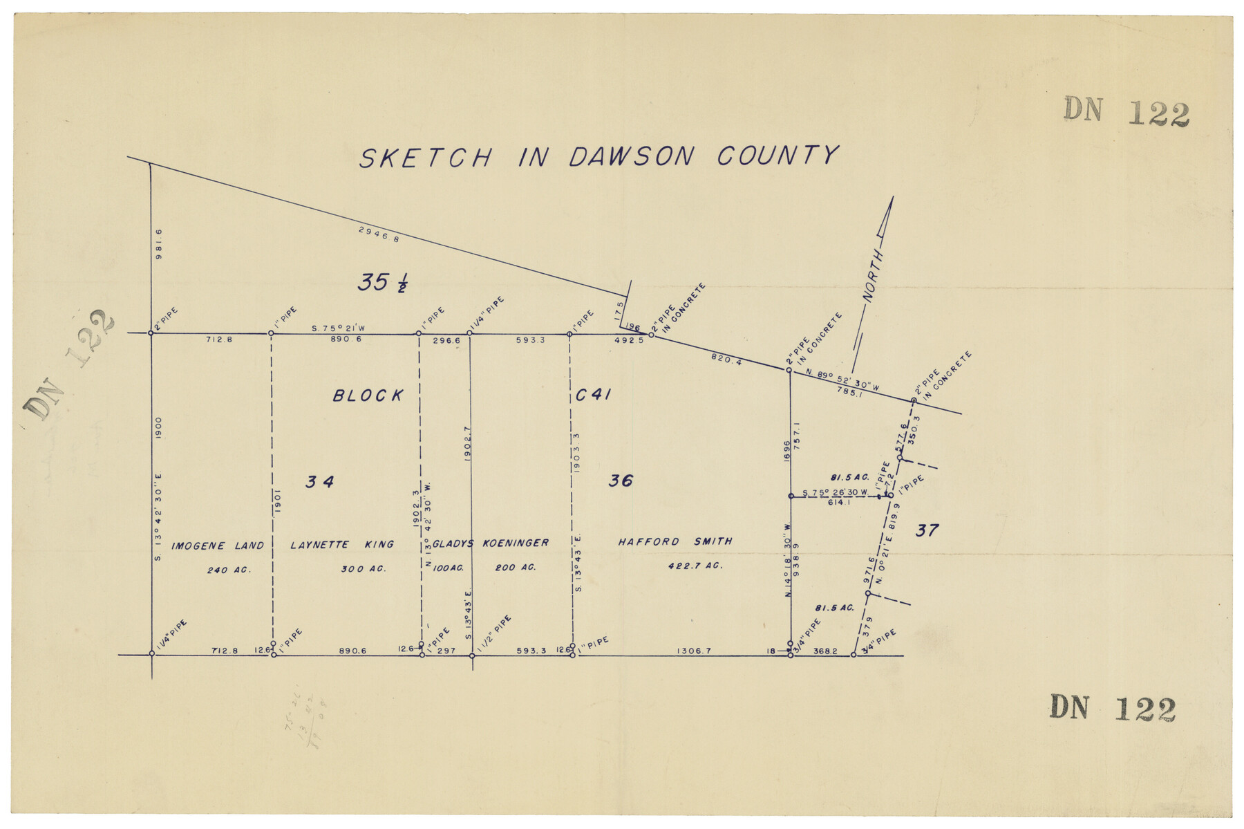 92567, Sketch in Dawson County, Twichell Survey Records