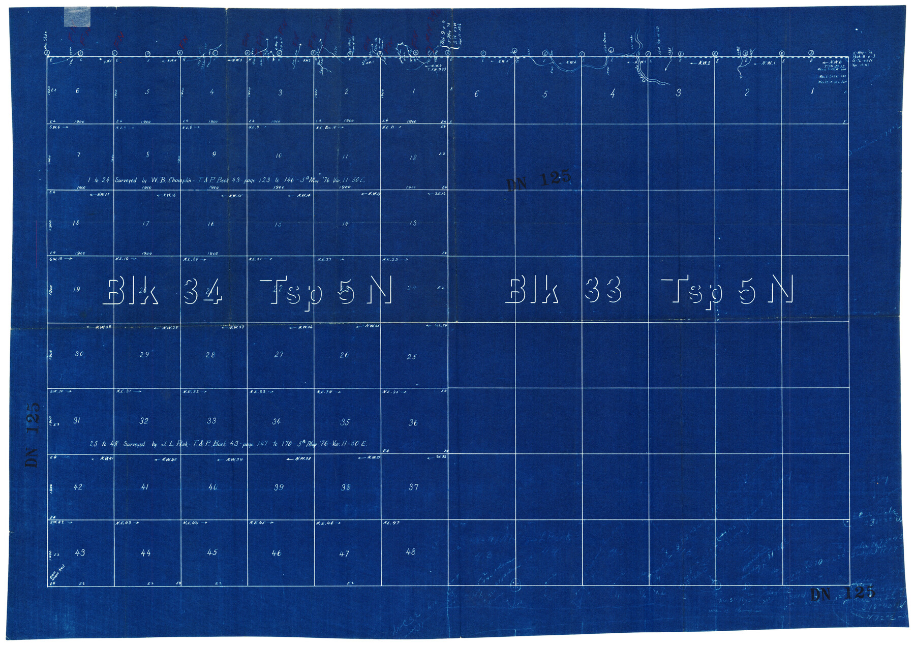 92568, [Township 5 North, Blocks 33 and 34], Twichell Survey Records